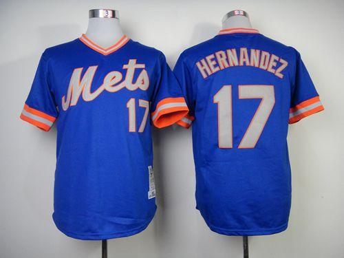 Mitchell and Ness 1983 Mets #17 Keith Hernandez Blue Throwback Stitched MLB Jersey - Click Image to Close